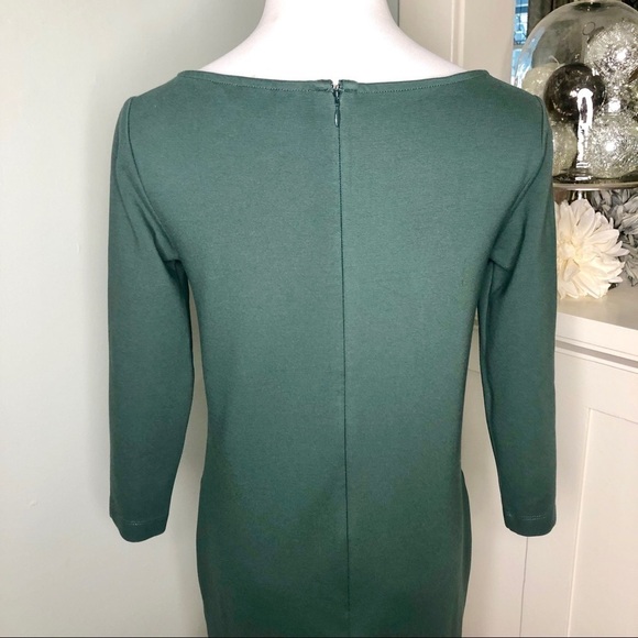 Lands End Green Long Sleeve Flutter Hem Dress with Pockets 2 XS - Picture 6 of 9